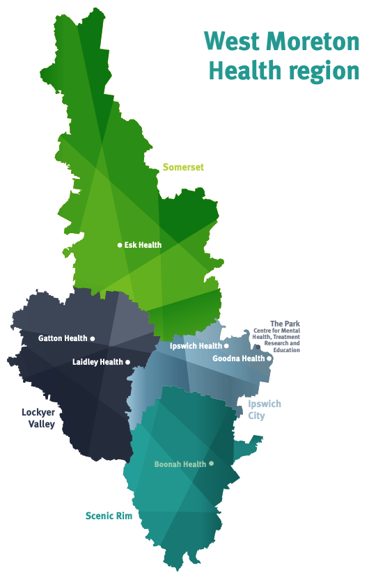 An image showing a map of the West Moreton Health region.